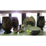 Three Sylvac vases with leaf moulded decoration and impressed numbers to base 1206 together with a