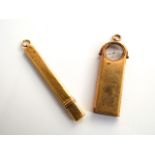 An 18ct gold pencil pendant, one side with measuring ruler, further engraved "J.G Vickery 179.181.