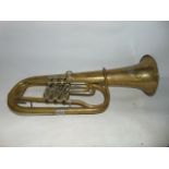 An antique German Tuba by Redlich with applied white metal shield shaped plaque reading J Redilch