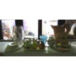 A collection of ceramics including a Carlton ware match holder/strike with printed detail Salt & Co,