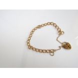 A 9ct gold bracelet, with heart-shaped padlock clasp, 7.5g