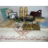A miscellaneous collection to include a quantity of textiles to include embroidery, cross stitch