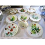 A set of four Victorian Minton type dessert plates, with moulded and painted fern decoration and