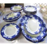 A quantity of Royal Doulton Egerton pattern blue and white printed dinner wares, comprising: two