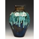 A late 19th century Linthorpe pottery vase of shouldered form, designed by Dr Christopher Dresser,