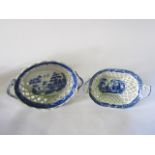 Two early 19th century two-handled baskets, with pierced borders, one of oval form and the other