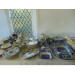 An extensive collection of blue and white wares including a Spode Italian pattern rectangular