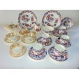 A collection of 19th century tea wares with printed and infilled chinoiserie style floral decoration