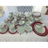 A quantity of Wedgwood Windsor Grey pattern dinner and tea wares including two oval graduated meat