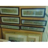 A collection of six early 19th century coloured panoramic engravings of hunting subjects, three with
