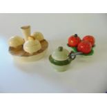 A Carlton ware condiment set in the form of a mushroom with printed and impressed marks to base,