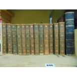 Dickens, 14 small leather bound volumes, circa 1900, together with the life and adventures of