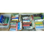 Four boxes of miscellaneous books including English Topography, modern novels, etc