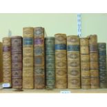 A small collection of 19th century leather bound books mainly poetical, Milton, Pope, Scott, etc,