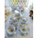 A collection of 19th century blue and white printed ceramics in the Swiss Cottage pattern comprising