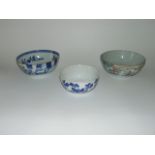 A 19th century Chinese blue and white bowl with painted floral decoration to the interior and tree