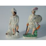 A pair of 19th century Staffordshire figures, The Lion Slayer and Wallace, both with moulded