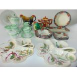 A collection of ceramics comprising six place Bell china Art Deco style coffee set with green