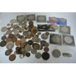 A mixed group of English coinage Crowns, (Elizabeth II) mixed silver and bronze coinage