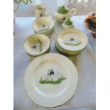 A collection of German Zeller Keramik dinner and tea wares with painted stylised sheep and