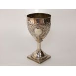 A George III silver goblet, probably Crispin Fuller, London, probably 1793, the ovoid bowl chased