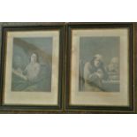 A set of four 19th century coloured engravings after David Teniers showing the senses of sight,