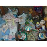 An extensive collection of various novelty musical boxes including snow globe Beauty and the Beast