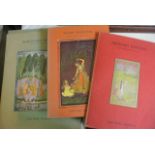 A collection of five portfolios containing coloured prints of Moghul type paintings from the Lalit