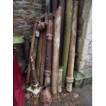 A quantity of reclaimed varying lengths of country house cast iron downpiping, guttering, etc