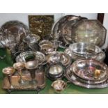 Mixed silver plated wares to include lidded tureens, a good quality biscuit barrel with chased
