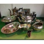 Silver plated wares to include a teapot and hot water pot by Viners of Sheffield together with