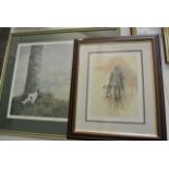 A signed coloured limited edition print after Geoffrey Campbell-Black showing a springer spaniel