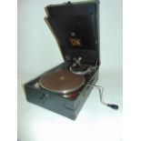 A His Masters Voice table top gramophone model number 101 together with a quantity of records to