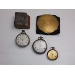 A silver open-faced pocket watch, Kay's Challenge, the white enamelled dial with black Roman