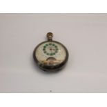 A base metal open-faced pocket watch, with visible escapement dial signed 'Superior Quality, 8 Days,