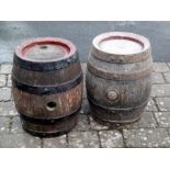 TWO WHITBREAD BARRELS, IRON BOUND (H: 42 cm)