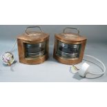 PAIR OF COPPER SHIPS LANTERNS (PORT AND STARBOARD) CONVERTED TO ELECTRICITY (H: 16 cm) [2]