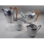 PIQUOT WARE COFFEE POT, TEA POT, SUGAR BOWL AND MILK JUG [4]