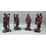 GROUP OF FOUR CHINESE CARVED FIGURES (H: TALLEST 15.3 cm)