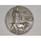 FIRST WORLD WAR MEMORIAL PLAQUE CAST BRONZE DISC PRODUCED AT THE ROYAL ARSENAL OF WOOLWICH IN MEMORY