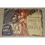 MOTT THE HOOPLE,  VINTAGE ROCK & POP CONCERT POSTER ADVERTISING A CONCERT AT THE GIN MILL, GODALMING