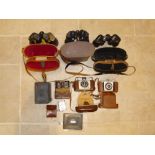 THREE PAIRS OF BINOCULARS: GREENKAT 10 x 50, TELSTAR 35 x 60 AND BNU 12 x 40 (USSR). ALSO KERSHAW