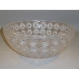 LALIQUE 'NEMOURS' MOULDED AND PAINTED CRYSTAL BOWL ENGRAVED LALIQUE ® FRANCE (H: 10.5 cm, DIA: 25.