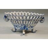 DUTCH DELFT BLUE AND WHITE BASKET (8.7 cm x 18 cm x 7.5 cm), A MINTONS BLUE AND WHITE  TRANSFER