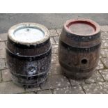 TWO WHITBREAD BARRELS, IRON BOUND (H: 42 cm)