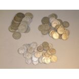 PRE-1947 SILVER HALF-CROWNS (19), FLORINS (32) AND SHILLINGS (39), (£7.52½p) [90]