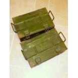 TWO BRITISH ARMY 1943 DATED P60 AMMUNITION BOXES, DESIGNED TO CARRY 4 x 25 POUND ROUNDS (12.7 cm x