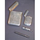 SILVER CARD CASE (MONGRAMMED ON BOTH SIDES) BY THOMAS JOHNSON I. LONDON 1881, L: 7.7 cm ( 68.7g),