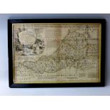 ANTIQUE FRAMED MAPS OF CARDIGANSHIRE (35.5 cm x 53.5 cm) AND PEMBROKESHIRE (36 cm x 53.5 cm) BY T.