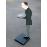 PAINTED WOOD SILENT BUTLER (H: 93.5 cm)